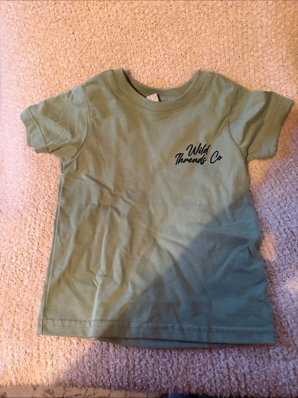 Rabbit Skins Kids Short Sleeve Tee in Sage Green with Chest Script
